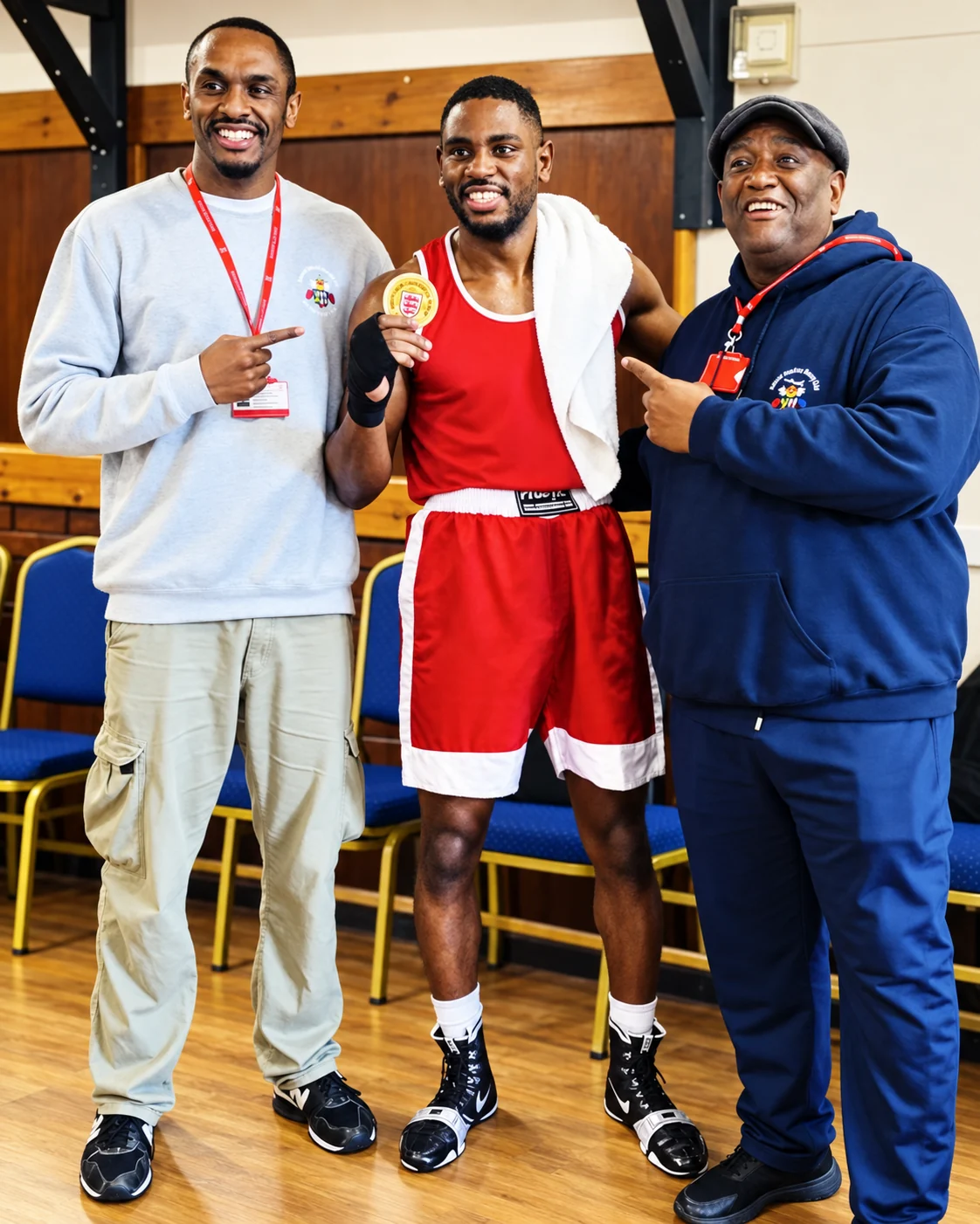 Head Coach Pat (right) with a Keystone boxer and club member after competition